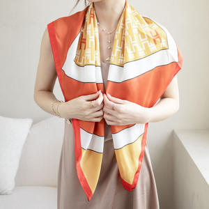 Écharpe carrée en twill uni pour femmes musulmanes, motif licorne imprimé, printemps été, 90x90cm - Product Image 6