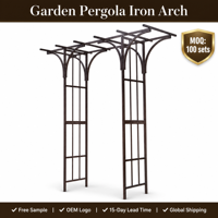 Arche de jardin florale en fer, durable, imperméable, avec panneaux latéraux décoratifs, support pour plantes grimpantes, pour allée d'entrée