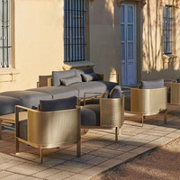 Ensemble de canapés d'extérieur en acier inoxydable, design nordique, coussins imperméables et résistants aux rayons UV, pour hôtel, villa, patio, terrasse, salon
