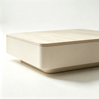 Table basse carrée incurvée en travertin et beige pour la décoration intérieure, appartement, villa, salon, hall d'hôtel, directement de l'usine, hauteur 32 cm