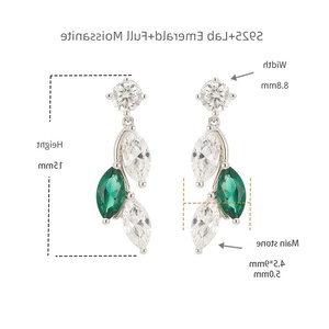 Boucles d'oreilles de style vintage avec émeraudes de laboratoire, en argent sterling et émail vert – Achetez des bijoux en ligne - Product Image 6