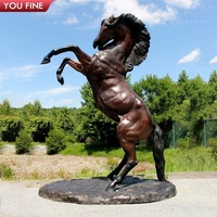 Sculpture de cheval en bronze grandeur nature YOUFINE, statue de chevalier en métal pour l'extérieur, entrée de villa et décoration de jardin