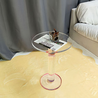 Table basse ronde transparente en acrylique dégradé pour chambre et salon, mobilier de maison avec structure métallique – Vente en gros