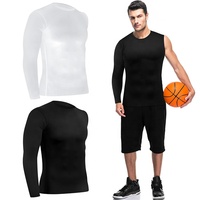 T-shirt de basket-ball respirant à manches longues pour homme Quick Dery Tight Base Layer Sportswear Top avec un bras
