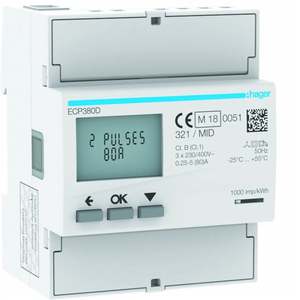 ECP380D Personalizzabile con contatore trifase diretto Hagers da 80 A con uscita a impulsi MID 4 moduli - Product Image 1