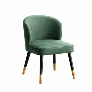 Silla de Comedor de Terciopelo con Respaldo Curvo, Patas de Madera Maciza Negras con Punta Metálica Dorada, Silla Tapizada para Cafetería, Hotel, Restaurante - Product Image 1