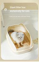 Litière pour chat grande capacité, très vendue, design anti-éclaboussures détachable, matériau PP, 12L, nettoyage facile, pelle incluse, pour chat d'intérieur