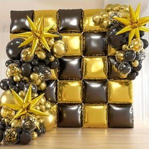 Décoration de fête personnalisée Double face carré feuille ballons hélium noir or toile de fond mur ballons arc pour fête remise des diplômes - Product Image 1