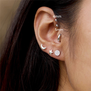 ROXI Boucle d'oreille tendance de haute qualité en argent avec zircon, à visser, pour cartilage, piercing d'oreille - Product Image 3