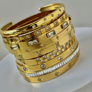 Pulseras y Brazaletes de Lujo al por Mayor de Acero Inoxidable 316L, Chapados en Oro de 14k y 18k, con Circonitas, de Diseñador, para Mujer - Product Image 3