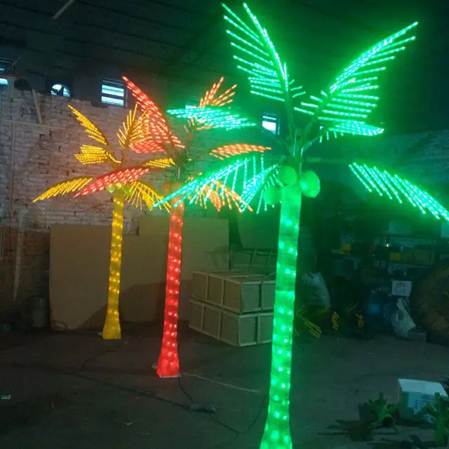 Christmas Decorative 3m Higher Outdoor Holiday Decorative LED Lighted Artificial Coconut Tree Palm Tree with Lights