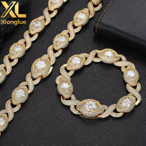 Hip Hop Eye of Horus Cuban <b>Chain</b> 15MM <b>Iced</b> <b>Out</b> CZ Zircon Eyes Shape Big Diamond Cuban Link <b>Chain</b> Bracelet Necklace - Product Image 1