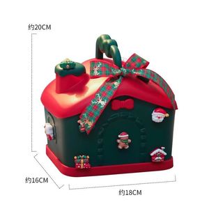 Christmas Gift Box House Shape Candy <b>Container</b> With Bowknot For Holiday Decoration - Product Image 3