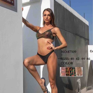 Costume da bagno intero HDJ Plus Size con controllo pancia, scollo profondo, stampa paillettes, monokini, taglie 40 42 44 46 - Product Image 1