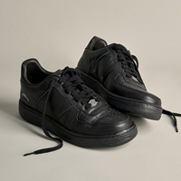 Chaussures de skate décontractées vintage pour hommes, personnalisées OEM, de haute qualité, noires, à semelle épaisse, fabriquées à la main, respirantes, en cuir pleine fleur