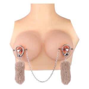 Wholesale Plush Pendant Metal Nipple <b>Clamp</b> Stainless Steel BDSM Nipple <b>Clips</b> Leather Belt Collar Sex Toy Couple Flirting Product - Product Image 2