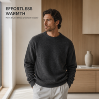 Pull en cachemire anti-rétrécissement pour homme, col rond, mélange doux de qualité supérieure, personnalisable, tricoté