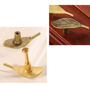 Gagang Pintu Kuningan Motif Daun Vintage, Gagang Kabinet, Pengait Dekorasi Rumah - Product Image 2