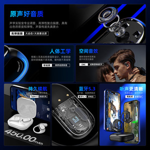 Open Ear <b>Bluetooth</b> Earphone Y30 Wireless Sport Hang Ear Type C Charging BT 5.3 Touch Control AAC Dynamic Mic Plastic - Product Image 5