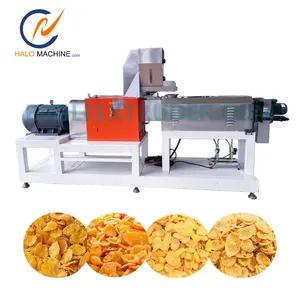 twin screw extruded machinery Jinan Halo Industrial automatic corn flakes puffed breakfast cereal food manufacturing equipment