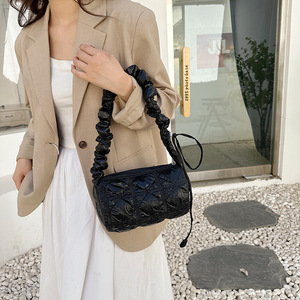 Cross Body Bag Women Black Quilted Cylindrical Shoulder Bag With Zipper Closure Water Resistant Everyday Use Summer 2023 - Product Image 1