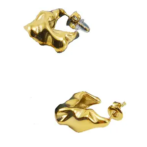 waterproof tarnish free designer inspired stainless steel gold plated banana boat shape earring women jewelry supplier