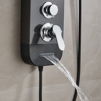 Vente flash - Panneau de douche multifonction noir de luxe avec écran LED intelligent, douche à effet pluie, robinet 5 fonctions