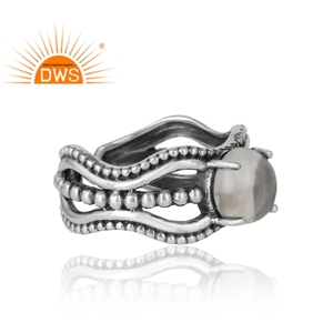 Prong Set <b>Crystal</b> Quartz Gemstone Sterling Silver Adjustable Oxidized <b>Ring</b> Jewelry Manufacturer Classic Collection - Product Image 3