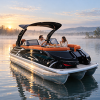 Bateau ponton en aluminium de 22 pieds adapté à différents budgets, pour 12 personnes, avec batterie au plomb-acide 100 Ah et remorque de bateau durable