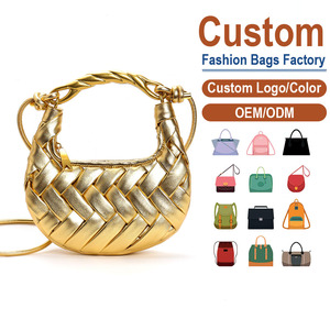 Synthetic Leather Woven Crossbody – Gold Metallic Finish with Twisted <b>Rope</b> Handle |Available in Multiple Colors |Custom Factory - Product Image 1
