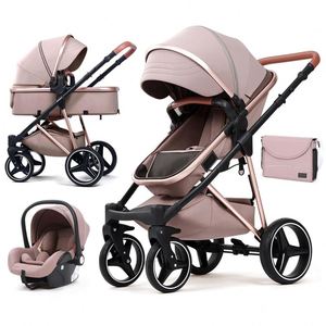 Newborn <b>Foldable</b> Baby Carriage 3 in 1 Pram Stroller Baby <b>Trolley</b> Travel Stroller Car Luxury Baby Stroller 3 in 1 With Car Seat - Product Image 2