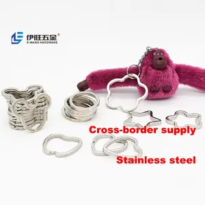 Yiwang Groothandel Hartvormig Van Ijzeren Metalen Split Ringen Platte Sleutelhangers Voor Sleutelhanger