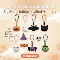 Porte-clés en peluche de dessin animé d'Halloween en gros, mini jouet en peluche d'horreur, breloque de sac, décoration pour fête d'Halloween
