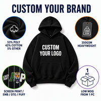 Hoodie Fleece Custom Logo USA 350gsm Bordir DTG Sablon Kantong Kanguru Pengiriman Cepat OEM Hoodie Unisex