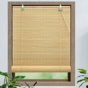 Persiana enrollable de bambú de estilo tradicional para decoración del hogar, color beige natural, con filtro de luz, para sala de estar, sistema de cadena de bolas - Product Image 6