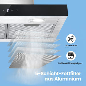 Topostrong Dunstabzugshaube 60厘米Mit 700 <span class=keywords><strong>m</strong></span> ³/h，Dunstabzug 60厘米Edelstahl，9 Stufen软触摸Steuerund，2w发光二极管-Licht - Product Image 5