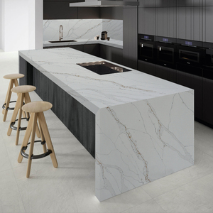 ODM/OEM TMZ - Losa Grande de Piedra Artificial Pulida 5052 Calacatta Leon, Material Moderno para Mostradores de Recepción en Hoteles y Espacios de Lujo - Product Image 5