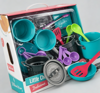 Ensemble de cuisine pour enfants, petit chef, jouet de simulation de cuisine, casseroles et poêles en plastique, ustensiles, jeu de rôle, jouet pour tout-petits