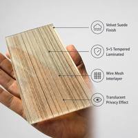 Panneau de verre décoratif laminé tissé avec fil métallique or-bronze, effet translucide pour une intimité optimale, idéal pour la décoration intérieure de luxe