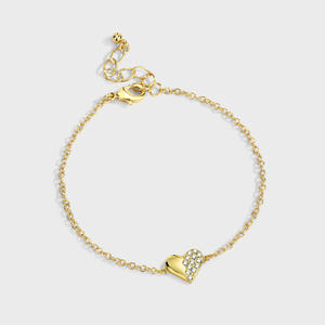 Nueva llegada diseño minimalista chapado en oro corazón circón encanto pulsera enlace pequeño pulseras de moda en Stock - Product Image 2