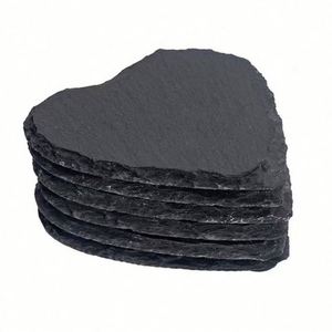 Posavasos de Roca Natural con Diseño de Corazón, Posavasos Negros para Tazas - Product Image 2