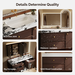 <span class=keywords><strong>Mobile</strong></span> da <span class=keywords><strong>Bagno</strong></span> in Stile Retrò con Lavabo, <span class=keywords><strong>Mobile</strong></span> in Legno Massello con Lavabo Singolo, Armadietto con Specchio Intelligente per Bagni Moderni - Product Image 5