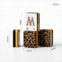Jeu de Mahjong américain 4 joueurs à motif animalier de 160 pièces, en acrylique multicouche avec dos imprimé léopard, personnalisable pour la maison