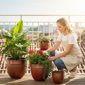 Grand <span class=keywords><strong>pot</strong></span> de sol en céramique avec finition émaillée, durable et écologique, design classique moderne pour jardin et usage domestique, <span class=keywords><strong>grande</strong></span> capacité - Product Image 2