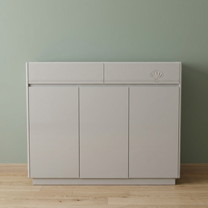 Meuble de rangement autoportant moderne en plastique gris avec design ventilateur pour salon et mobilier de maison - Product Image 4