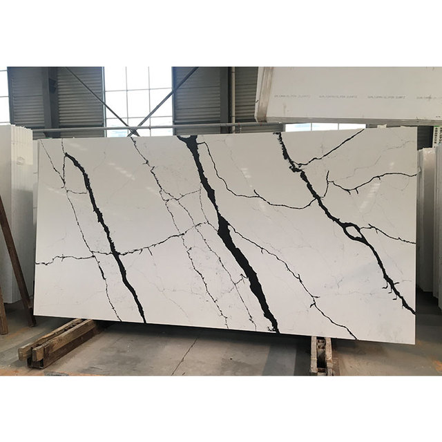 Vanity Top Countertops With Black Veins Split Face Tile White Marble Look Artificial Stone Slabs Quartz Slab