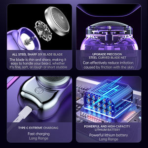 Afeitadora eléctrica para hombre de carga rápida USB completamente automática, mini cuchillo portátil giratorio para Barba de coche de seis hojas - Product Image 5