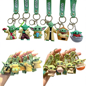 Llavero de Goma Personalizado al por Mayor de Alta Calidad, Novedad, <span class=keywords><strong>Venta</strong></span> Directa, Superventas, con Diseño de Mandalorian, Yoda y Baby Stormtrooper - Product Image 1