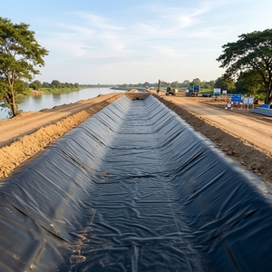 Geomembrana de HDPE Lisa al por Mayor de Fábrica, Membrana Impermeable Negra Duradera para Estanques de Camarones, Revestimiento para Estanques de Agua - Product Image 1