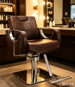Poltrona da Salone Reclinabile Idraulica in Pelle PU <span class=keywords><strong>Marrone</strong></span> con 3 Anni di Garanzia per Soggiorno (M2217A) - Product Image 2